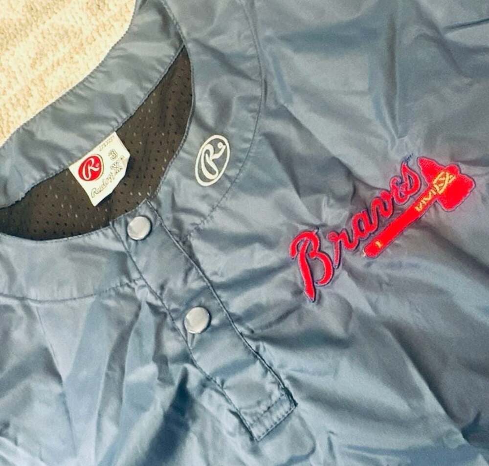 2XL Rawlings Atlanta Braves Short Sleeve Pullover Windbreaker Jacket